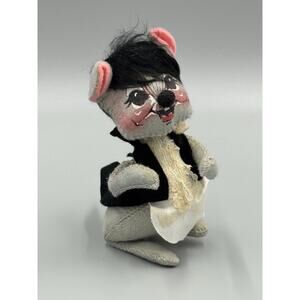 1965 Annalee Vintage Groom Mouse in Black Tails Doll 5” Tall